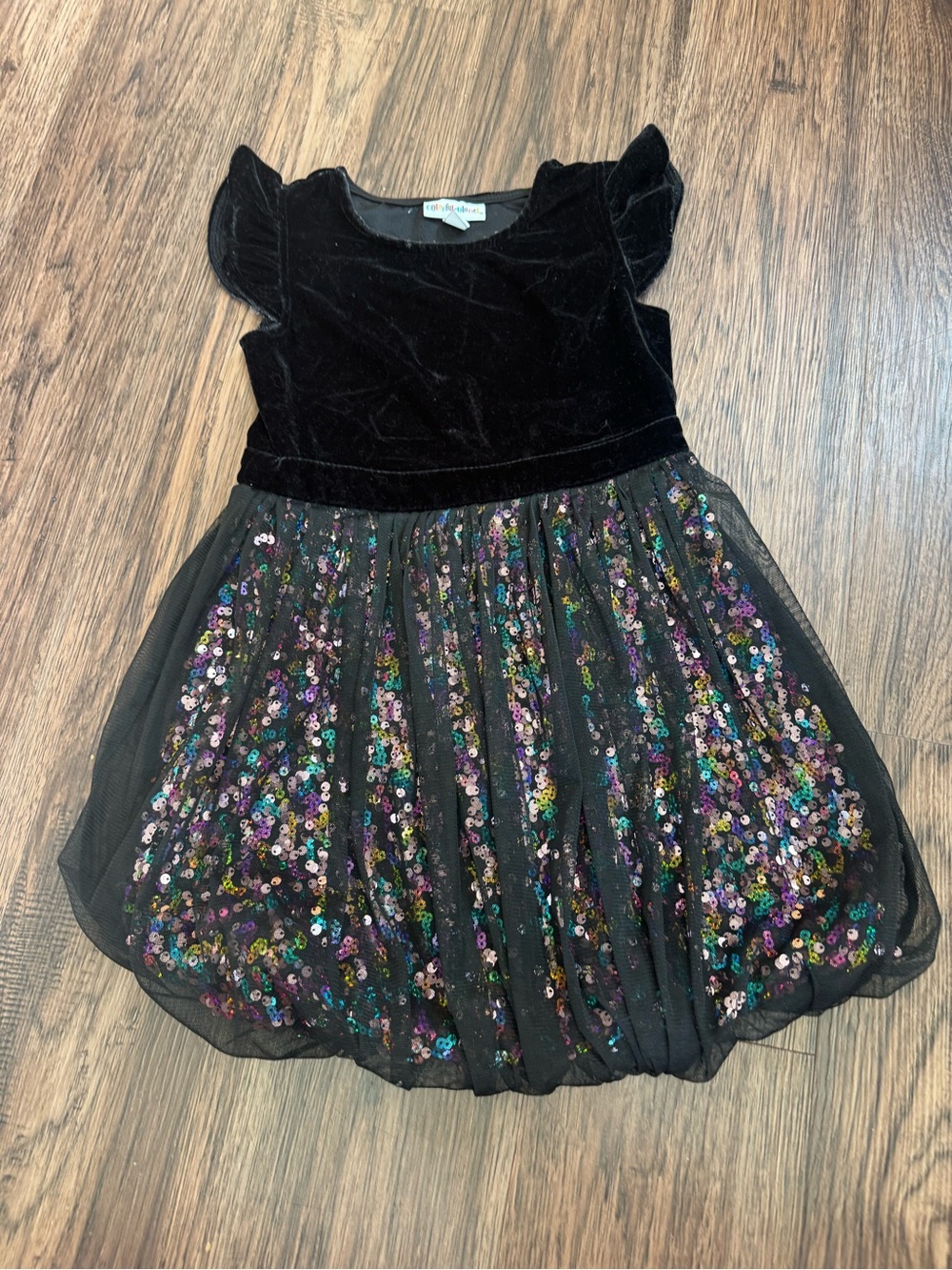 Unicorn Kids Black Velvet Sequin Formal Dress